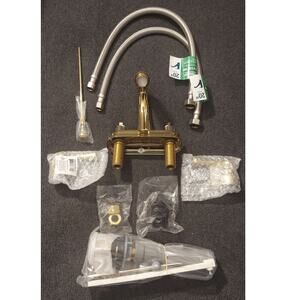 Kingston Tulare Magellan Brushed Brass Two-Handle Deck Mount Bathroom FaucET